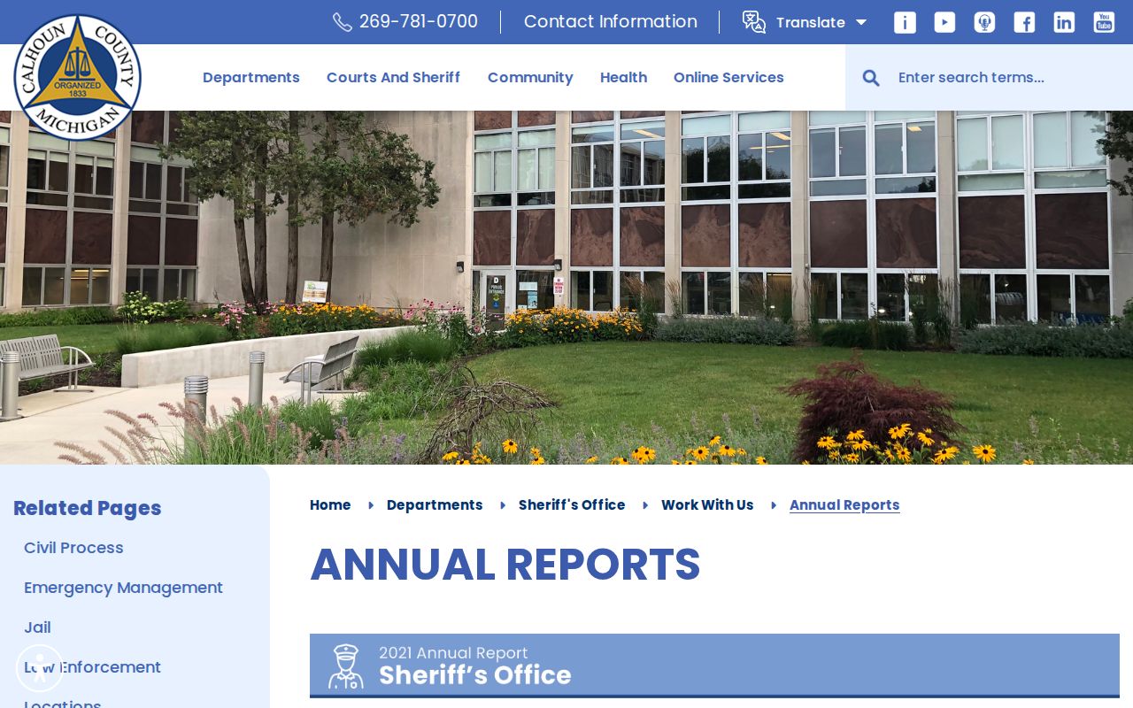 Calhoun County 24 hour release research from Sheriff annual reports