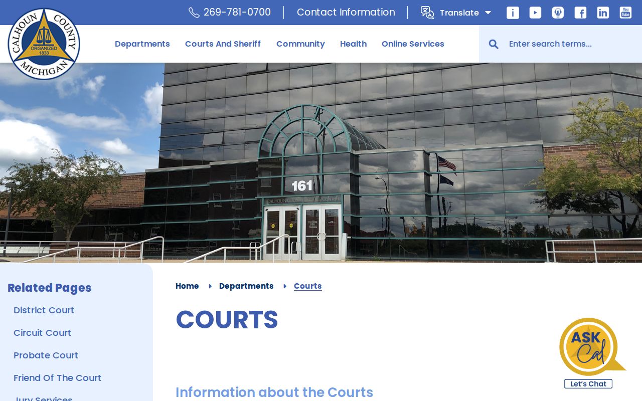 Calhoun County court route for confidential Youth Center discharge records