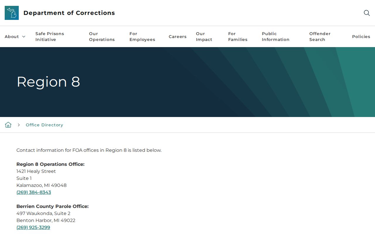 Calhoun County parole and probation office directory