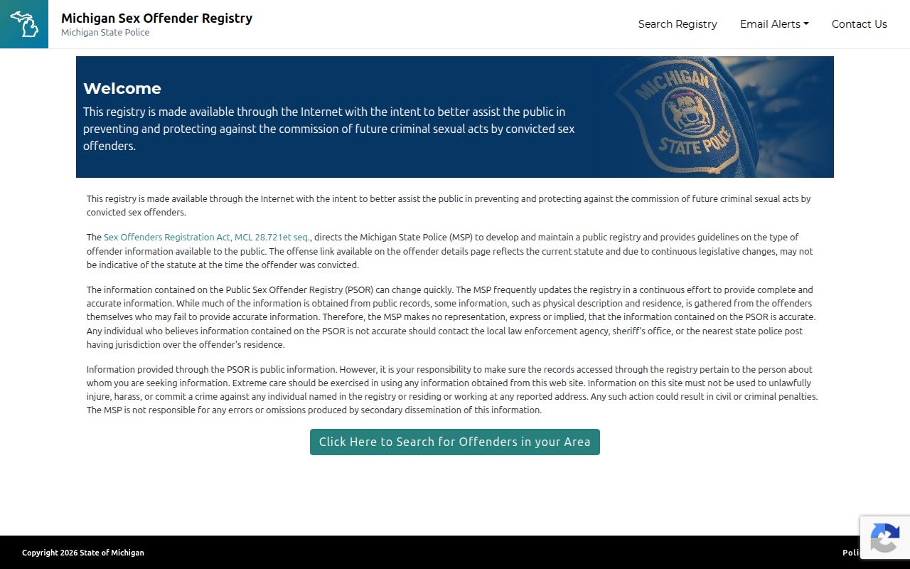 Michigan registry status search related to Calhoun County supervision records