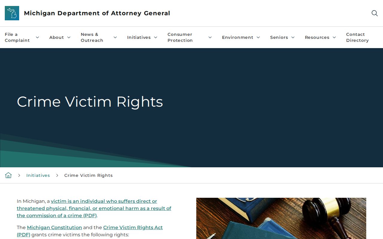 Michigan victim rights information for Calhoun County VINELink release alerts